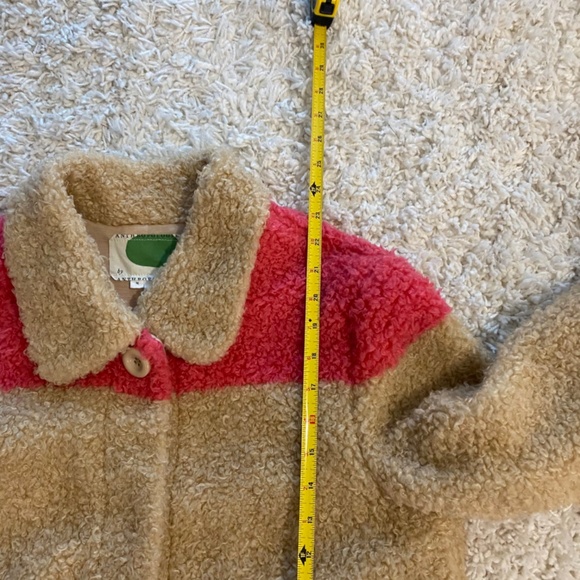 By Anthropologie Color Block Sherpa Jacket. Multicolor. Medium - Picture 11 of 11